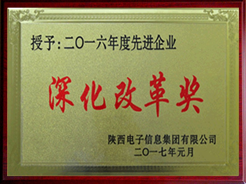 授予“二零一六年度先進企業”深化改革獎
